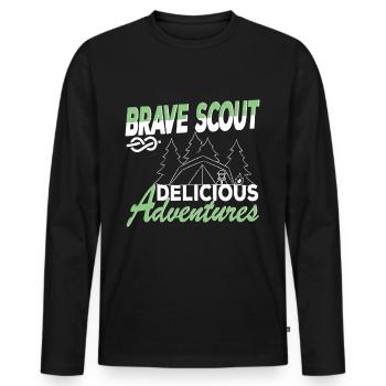 Brave Scout Delicious Adventures Ambiance scoute - T-shirt manches longues Premium bio Homme - noir - Devant - Nico (187cm)