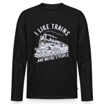 Zug Lokomotive Eisenbahn Zugführer Lokführer - Männer Premium Bio Langarmshirt - Schwarz - Vorne - Nico (187cm)