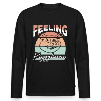 Se sentir cochon drôle fermier - T-shirt manches longues Premium bio Homme - noir - Devant - Nico (187cm)