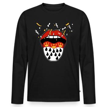 Carnaval - Bouche avec langue - T-shirt manches longues Premium bio Homme - noir - Devant - Nico (187cm)