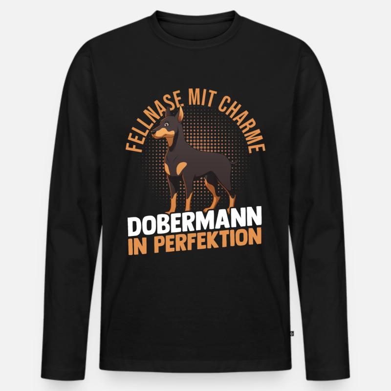 Hund Dobermann - Männer Premium Bio Langarmshirt - Schwarz