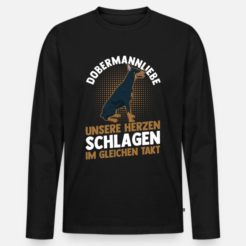 Hund Dobermann - Männer Premium Bio Langarmshirt - Schwarz
