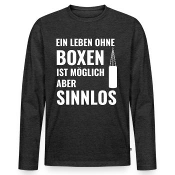 Boxen Boxsport Kampfsport Motto - Männer Premium Bio Langarmshirt - Anthrazit meliert - Vorne - Nico (187cm)