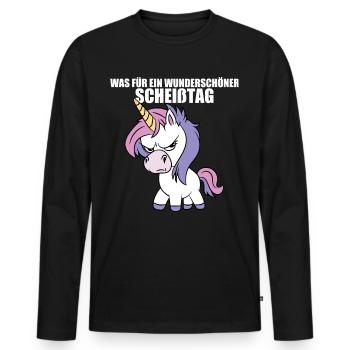Was für ein Wunderschöner Scheißtag - Männer Premium Bio Langarmshirt - Schwarz - Vorne - Nico (187cm)