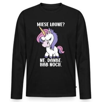 Miese Laune? Ne. Danke. Hab Noch. - Männer Premium Bio Langarmshirt - Schwarz - Vorne - Nico (187cm)