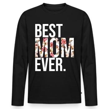 Maman cadeau fête des mères anniversaire maman - T-shirt manches longues Premium bio Homme - noir - Devant - Nico (187cm)