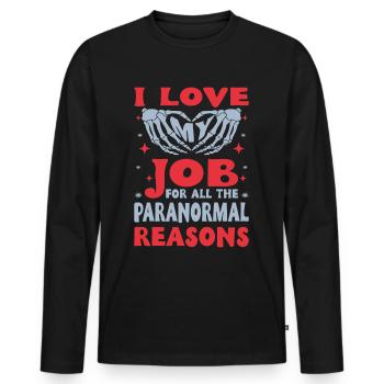 Chasseur de fantômes professionnel drôle j’aime mon travail cadeau - T-shirt manches longues Premium bio Homme - noir - Devant - Nico (187cm)