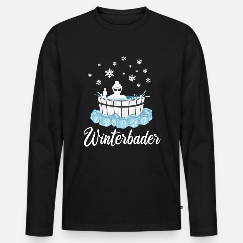 Winterbader Eisbaden Eisbad Spruch - Männer Premium Bio Langarmshirt - Schwarz