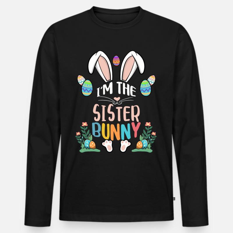 I'm The Sister Bunny - Männer Premium Bio Langarmshirt - Schwarz