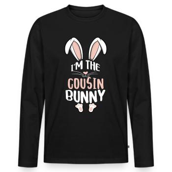 I'm The Cousin Bunny - Männer Premium Bio Langarmshirt - Schwarz - Vorne - Nico (187cm)