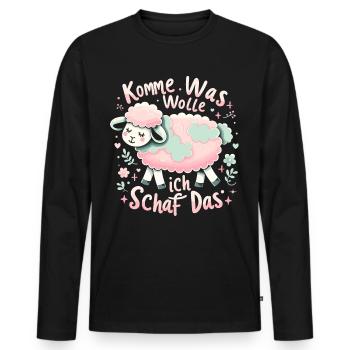 Mouton Motivation Examen Bonne Chance Dire Cadeau - T-shirt manches longues Premium bio Homme - noir - Devant - Nico (187cm)