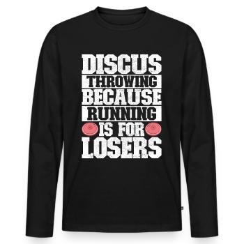 Lancer du disque Lancer du disque - T-shirt manches longues Premium bio Homme - noir - Devant - Nico (187cm)