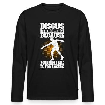 Lancer du disque Lancer du disque - T-shirt manches longues Premium bio Homme - noir - Devant - Nico (187cm)