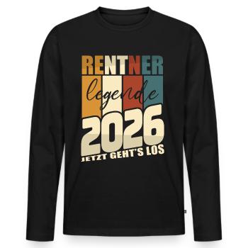 Rente Geschenk 2026 Rentner Ruhestand Spruch - Männer Premium Bio Langarmshirt - Schwarz - Vorne - Nico (187cm)