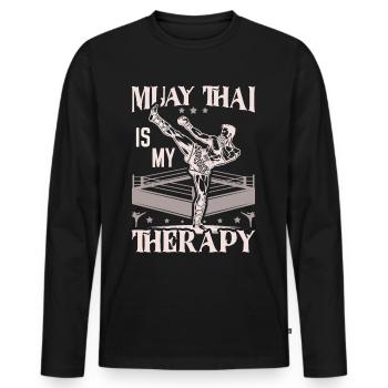 Muay Thai Boxing, Thai Boxer, Thai Boxing - Männer Premium Bio Langarmshirt - Schwarz - Vorne - Nico (187cm)