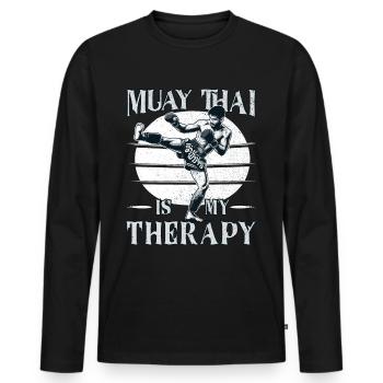 Muay Thai Boxing, Thai Boxer, Thai Boxing - Männer Premium Bio Langarmshirt - Schwarz - Vorne - Nico (187cm)