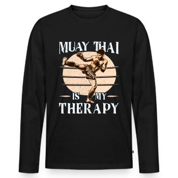 Muay Thai Boxing, Thai Boxer, Thai Boxing - Männer Premium Bio Langarmshirt - Schwarz - Vorne - Nico (187cm)