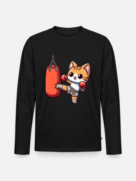 Boxeo Muay Thai, Boxeo Tailandés Kickboxing, Kickboxer - Camiseta ecológica prémium de manga larga para hombre - negro