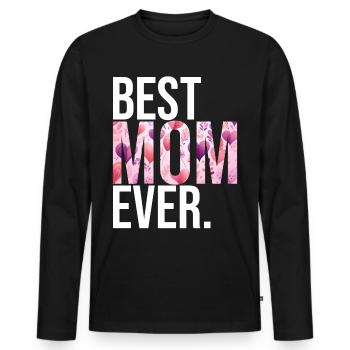 Maman cadeau fête des mères anniversaire maman - T-shirt manches longues Premium bio Homme - noir - Devant - Nico (187cm)