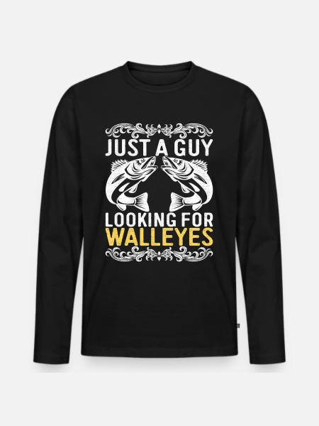 Walleye Fishing Angler - Men's Premium Organic Long Sleeve Shirt - black