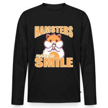 Hamsters make me smile Hamster Lovers Pet Owners - Men's Premium Organic Long Sleeve Shirt - black - Front - Nico (187cm)