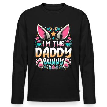 Je suis le papa lapin - T-shirt manches longues Premium bio Homme - noir - Devant - Nico (187cm)