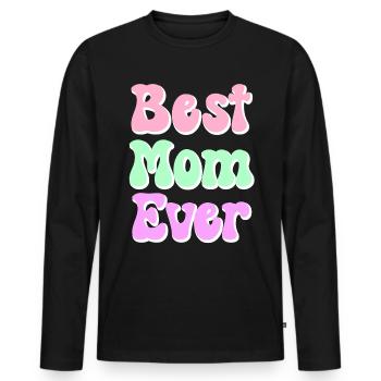 Maman cadeau fête des mères anniversaire maman - T-shirt manches longues Premium bio Homme - noir - Devant - Nico (187cm)