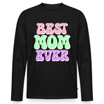 Maman cadeau fête des mères anniversaire maman - T-shirt manches longues Premium bio Homme - noir - Devant - Nico (187cm)