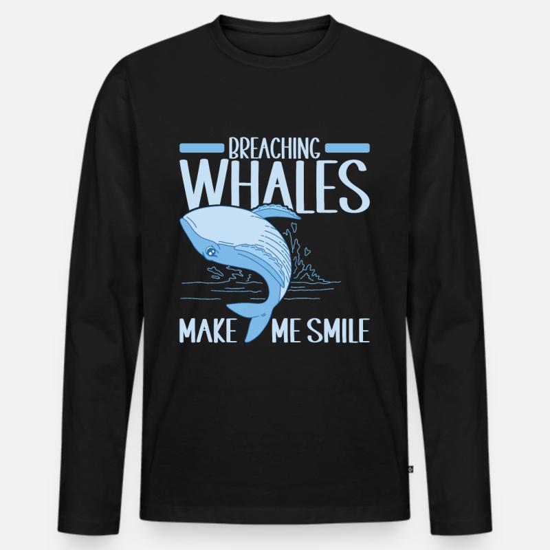 Wale Walfisch - Männer Premium Bio Langarmshirt - Schwarz