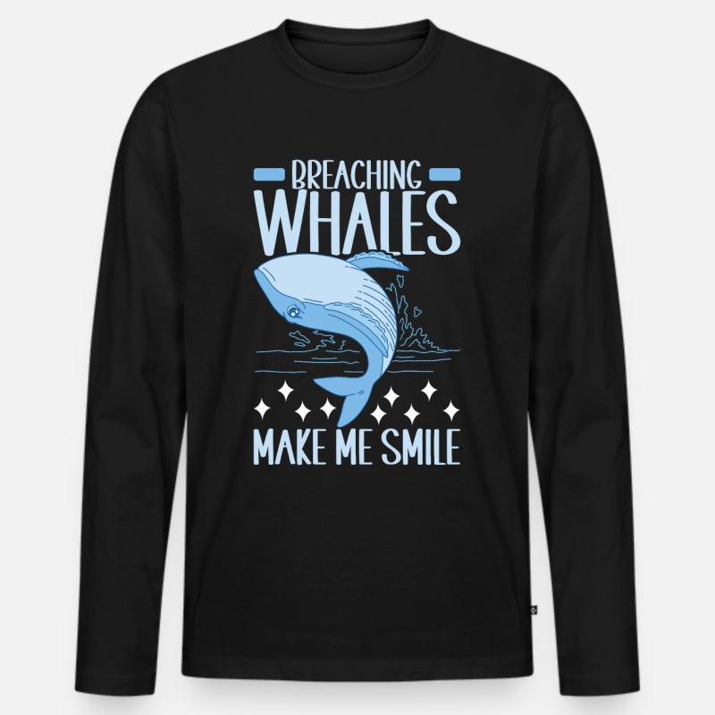 Wale Walfisch - Männer Premium Bio Langarmshirt - Schwarz