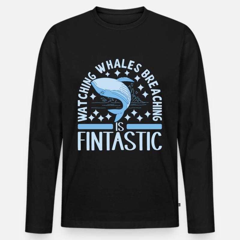 Wale Walfisch - Männer Premium Bio Langarmshirt - Schwarz