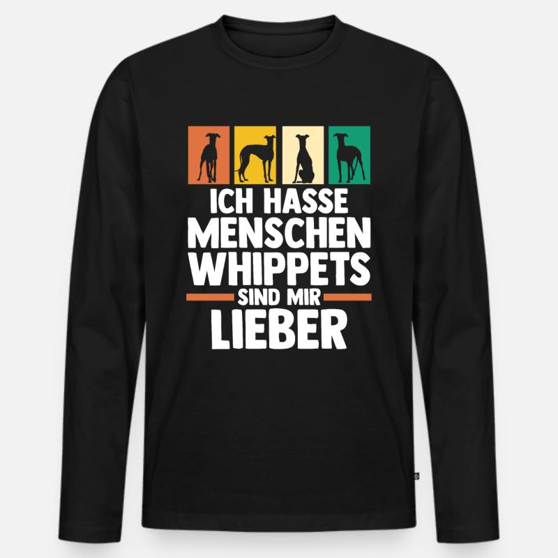 Hund Whippet - Männer Premium Bio Langarmshirt - Schwarz