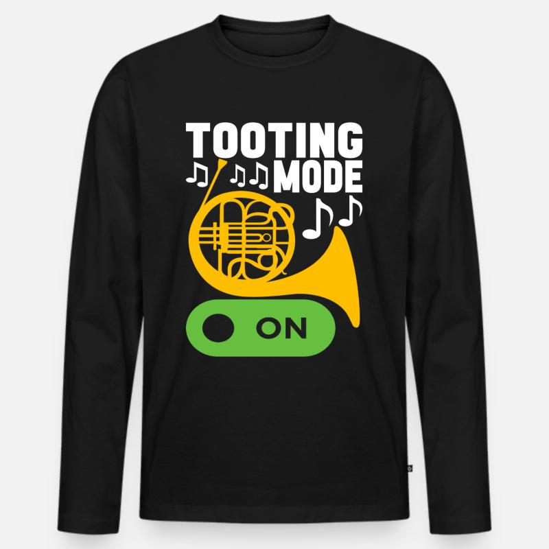 Horn Blechblasinstrument - Männer Premium Bio Langarmshirt - Schwarz