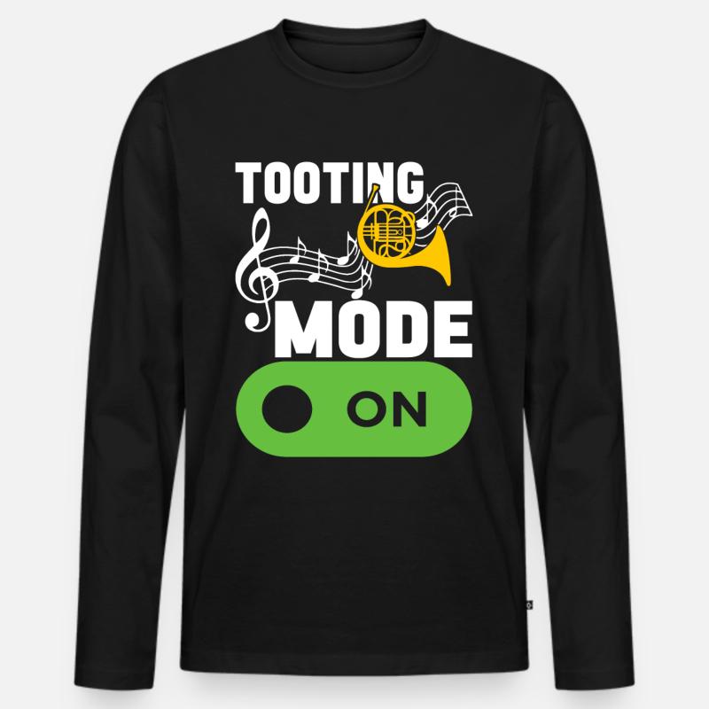 Horn Blechblasinstrument - Männer Premium Bio Langarmshirt - Schwarz