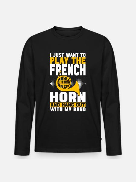Horn Brass Instrument - Men's Premium Organic Long Sleeve Shirt - black