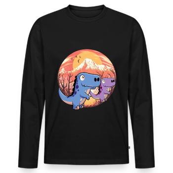 Drachen Märchenfigur Fantasy Kinder Dinos Baby - Männer Premium Bio Langarmshirt - Schwarz - Vorne - Nico (187cm)