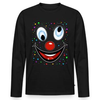 Lustiger Clown Gesicht Augen verdrehen - Männer Premium Bio Langarmshirt - Schwarz - Vorne - Nico (187cm)