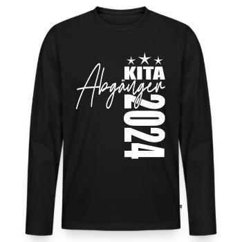 Kita Abgänger 2024 - Männer Premium Bio Langarmshirt - Schwarz - Vorne - Nico (187cm)