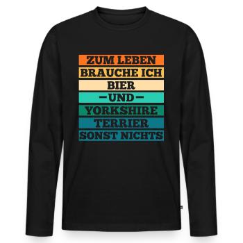 Hund Bier Yorkshire Terrier - Männer Premium Bio Langarmshirt - Schwarz - Vorne - Nico (187cm)
