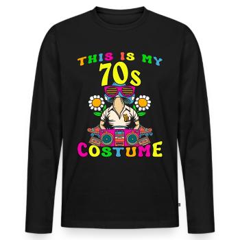 This Is My 70s Costume 70er Motto Party Kostüm - Männer Premium Bio Langarmshirt - Schwarz - Vorne - Nico (187cm)