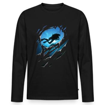 Fissures déchirées de cadeau de plongée - T-shirt manches longues Premium bio Homme - noir - Devant - Nico (187cm)