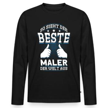 Herren So Sieht Der Beste Maler Der Welt Aus - Männer Premium Bio Langarmshirt - Schwarz - Vorne - Nico (187cm)