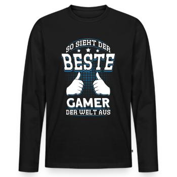 Herren So Sieht Der Beste Gamer Der Welt Aus - Männer Premium Bio Langarmshirt - Schwarz - Vorne - Nico (187cm)