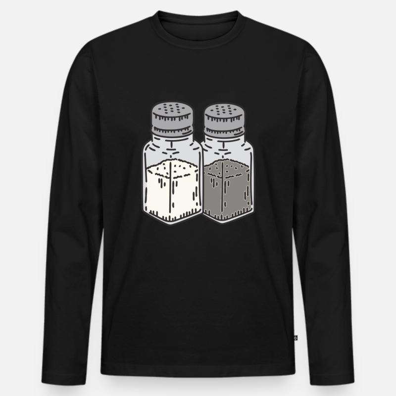 Salz Pfeffer - Männer Premium Bio Langarmshirt - Schwarz