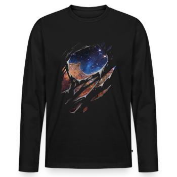 Astronomie Carène nébuleuse galaxie déchiré cadeau - T-shirt manches longues Premium bio Homme - noir - Devant - Nico (187cm)