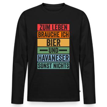 Hund Bier Havaneser - Männer Premium Bio Langarmshirt - Schwarz - Vorne - Nico (187cm)