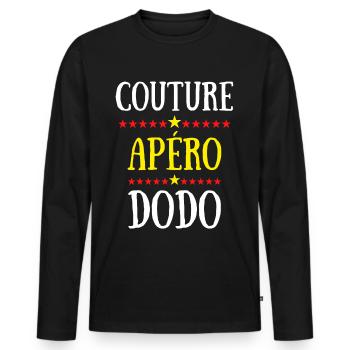 Couture Apéro Dodo - T-shirt manches longues Premium bio Homme - noir - Devant - Nico (187cm)