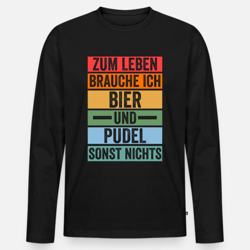 Hund Bier Pudel - Männer Premium Bio Langarmshirt - Schwarz