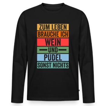 Hund Wein Pudel - Männer Premium Bio Langarmshirt - Schwarz - Vorne - Nico (187cm)