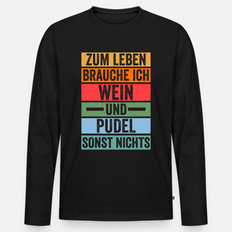 Hund Wein Pudel - Männer Premium Bio Langarmshirt - Schwarz